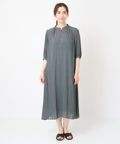 [接触冷感･ドライタッチ]ギャザーデザインワンピース
