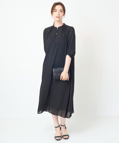 [接触冷感･ドライタッチ]ギャザーデザインワンピース