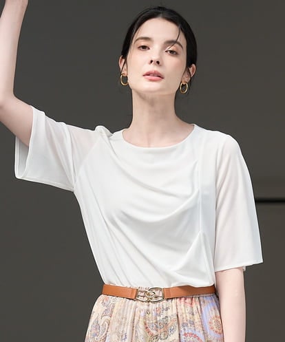 美品 CHRISTIAN AUJARD クリスチャンオジャール シルク 透かし編み サマーニット セーター カットソー 長袖 花柄 サイズ9 レディース 古着 中古 USED ITEM | クリスチャンオジャール | CHRISTIAN AUJARD